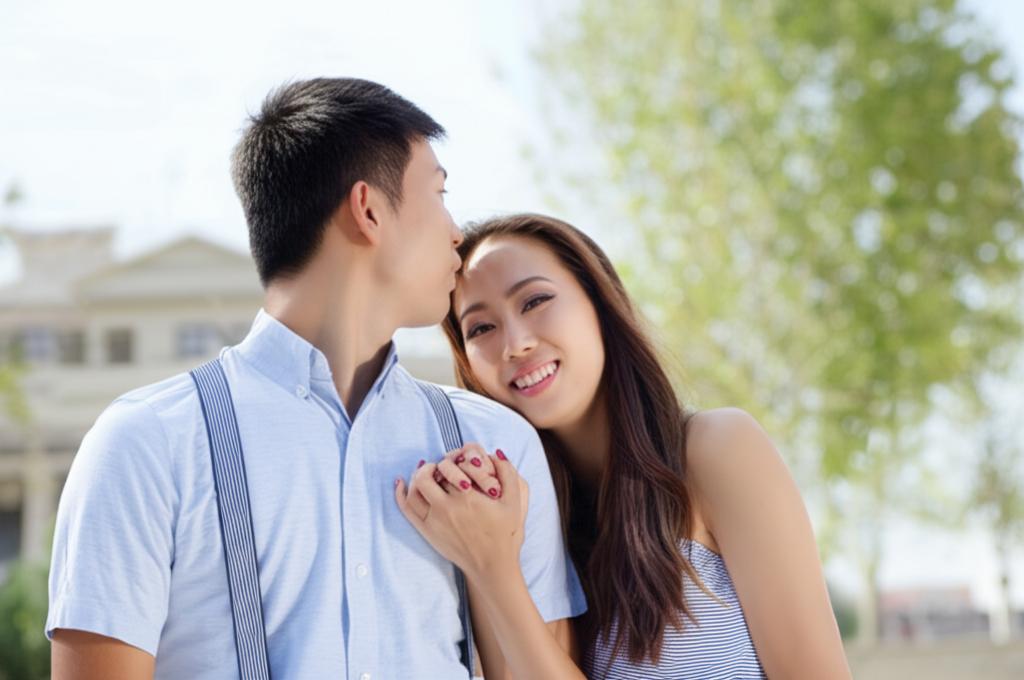 Couple holding hands happily