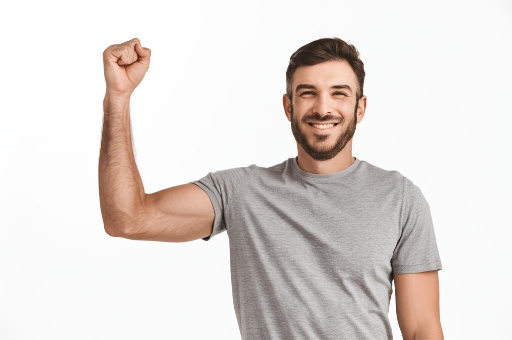 Smiling man feeling energetic and confident, symbolizing restored vitality