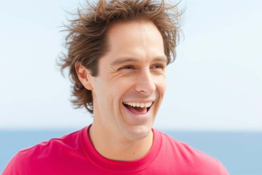 man looking energetic and happy