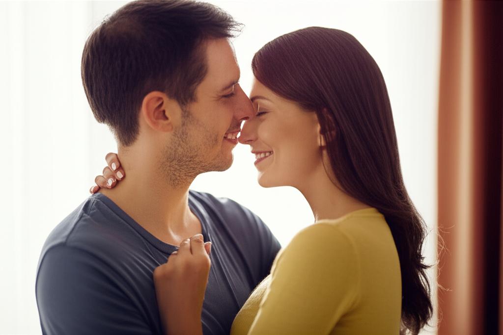 happy couple embracing after intimacy