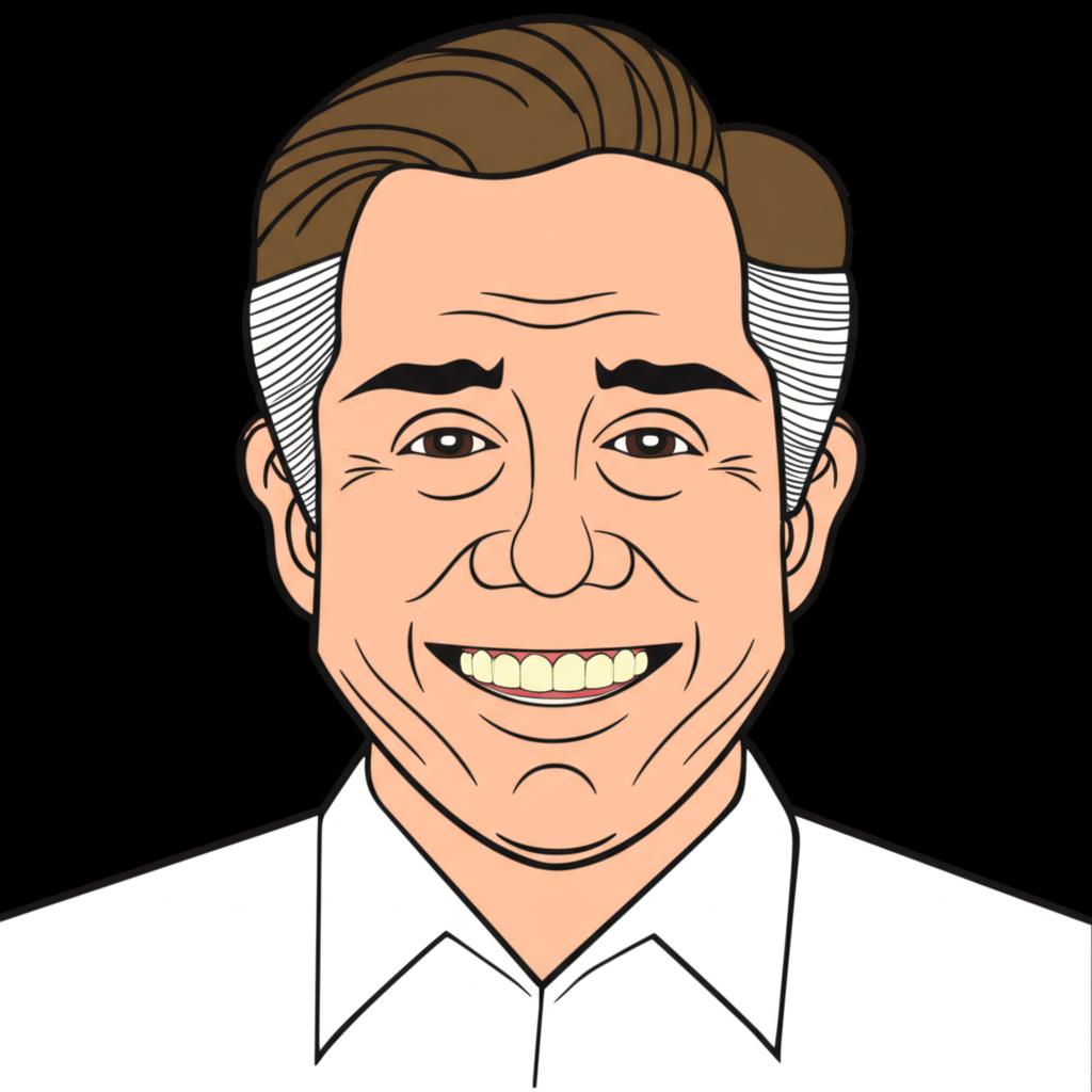 Illustration of a happy middle-aged man smiling confidently