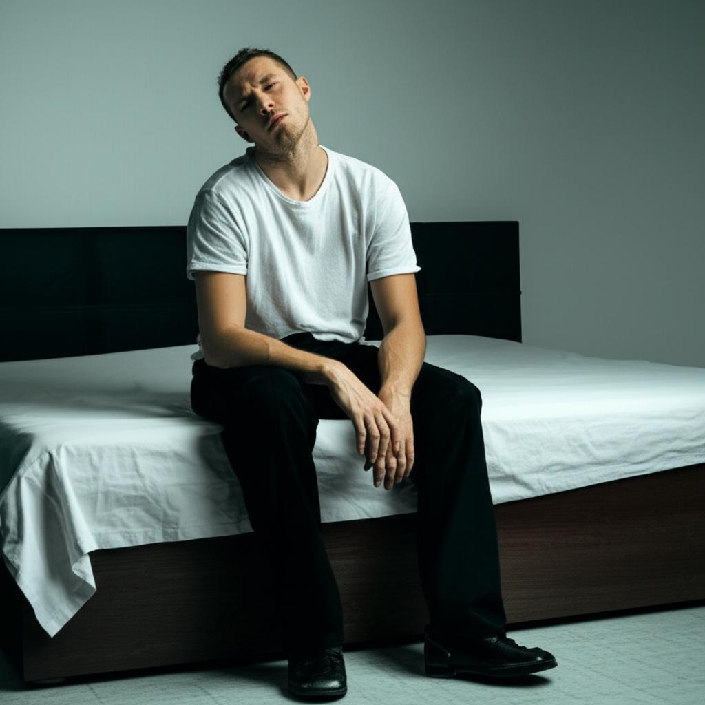 Man feeling dizzy and tired after intimacy