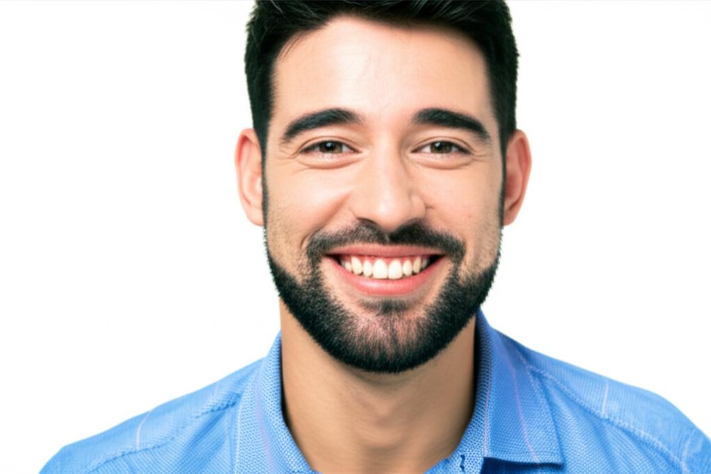 man smiling confidently, looking energetic